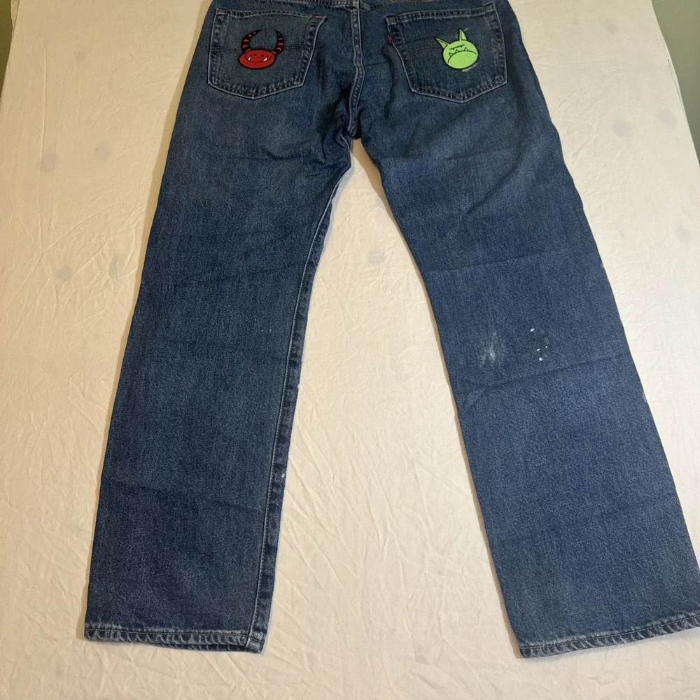 Vintage Levi's 551 With Big E Distressed W/Patches Very Worn Paint Mens 33‎ X 32